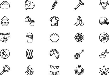 Holi simgeleri koleksiyonu düzenlenebilir felçli bir vektör illüstrasyonudur.