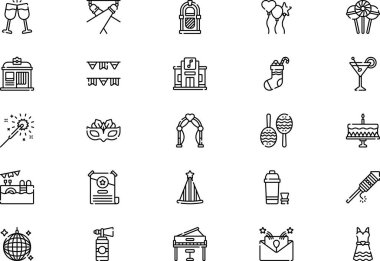 Party and celebration icons collection is a vector illustration with editable stroke. clipart