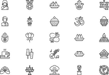 India icons collection is a vector illustration with editable stroke. clipart