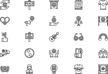 Barış simgeleri koleksiyonu düzenlenebilir felçli bir vektör illüstrasyonudur.