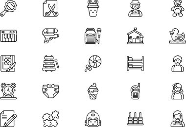 Anaokulu simgeleri koleksiyonu düzenlenebilir felçli bir vektör illüstrasyonudur.