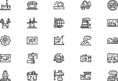 İklim değişikliği simgeleri koleksiyonu düzenlenebilir felçli bir vektör illüstrasyonudur.