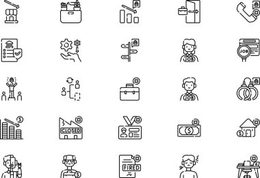 İşsizlik simgeleri koleksiyonu düzenlenebilir felçli bir vektör illüstrasyonudur.