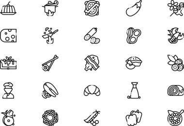 Gastronomi simgeleri koleksiyonu düzenlenebilir felçli bir vektör illüstrasyonudur.