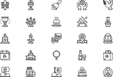 Paskalya simgeleri koleksiyonu düzenlenebilir felçli bir vektör illüstrasyonudur.