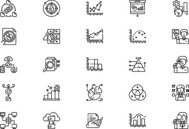Veri analiz simgeleri koleksiyonu düzenlenebilir felçli bir vektör illüstrasyonudur.