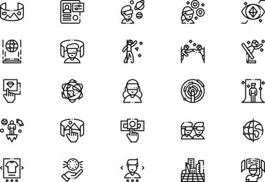 Metaverse simgeleri koleksiyonu düzenlenebilir felçli bir vektör illüstrasyonudur.