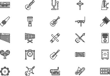 Music instruments icons collection is a vector illustration with editable stroke. clipart