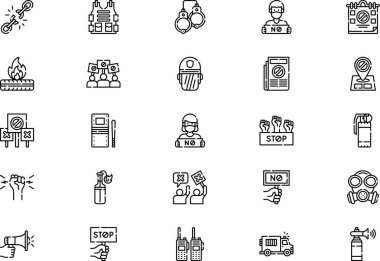 Protesto simgeleri koleksiyonu düzenlenebilir felçli bir vektör illüstrasyonudur.