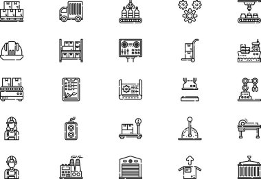 Seri üretim simgeleri koleksiyonu düzenlenebilir felçli bir vektör illüstrasyonudur.