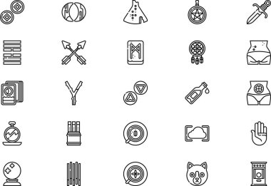 Fortune teller icons collection is a vector illustration with editable stroke. clipart