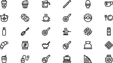 Breakfast simgeleri Yüksek Kaliteli Vektör Simgeleri Koleksiyonu Düzenlenebilir Vuruşlu. Profesyonel ve Yaratıcı Projeler için ideal.