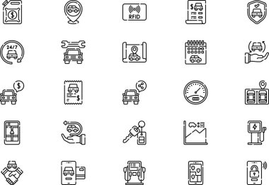 Araba paylaşım simgeleri koleksiyonu düzenlenebilir felçli bir vektör illüstrasyonudur.