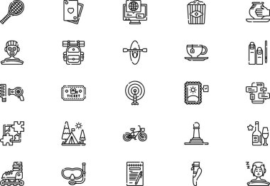 Hobiler ve boş zaman simgeleri koleksiyonu düzenlenebilir felçli bir vektör illüstrasyonudur.