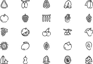 Fruits icons collection is a vector illustration with editable stroke. clipart