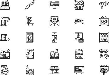 Simge koleksiyonu düzenlenebilir felçli bir vektör illüstrasyonudur.