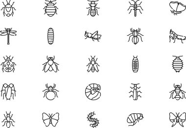 Böcek simgesi koleksiyonu düzenlenebilir felçli bir vektör illüstrasyonudur.