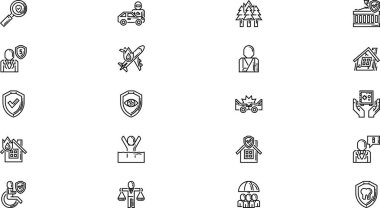 Sigorta simgeleri: Düzenlenebilir Vuruşlu Yüksek Kaliteli Vektör Simgeleri Koleksiyonu. Profesyonel ve Yaratıcı Projeler için ideal.