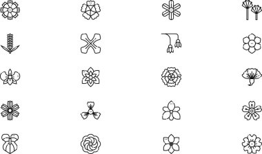 Flowers icons collection is a vector illustration with editable stroke. clipart