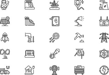 Enerji simgeleri koleksiyonu, düzenlenebilir felçli bir vektör illüstrasyonudur.