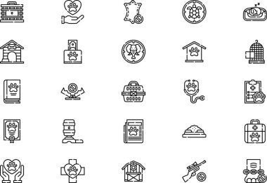 Defense of animal rights icons collection is a vector illustration with editable stroke. clipart