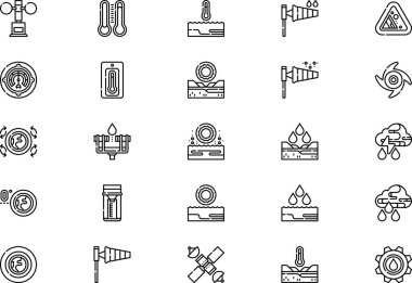 Monsoon icons collection is a vector illustration with editable stroke. clipart