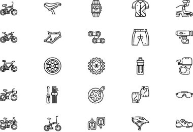 Cycling icons collection is a vector illustration with editable stroke. clipart