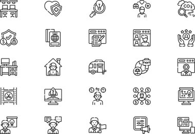 Dijital göçebe simgeleri koleksiyonu, düzenlenebilir felçli bir vektör illüstrasyonudur.