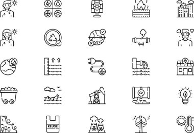 Küresel Isınma Simgeleri koleksiyonu düzenlenebilir felçli bir vektör illüstrasyonudur.