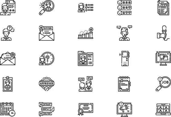 Röportaj simgeleri koleksiyonu düzenlenebilir felçli bir vektör illüstrasyonudur.