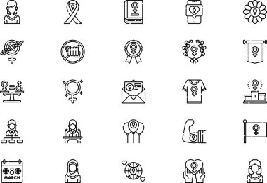 Kadınlar Günü simgeleri koleksiyonu düzenlenebilir felçli bir vektör illüstrasyonudur.