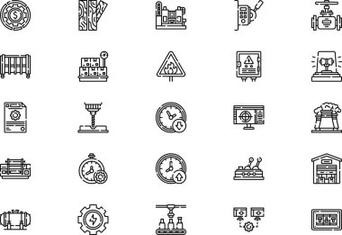 Fabrika simgesi koleksiyonu düzenlenebilir felçli bir vektör illüstrasyonudur.