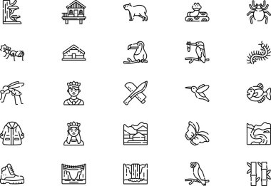 Amazon simgeleri koleksiyonu düzenlenebilir felçli bir vektör illüstrasyonudur.