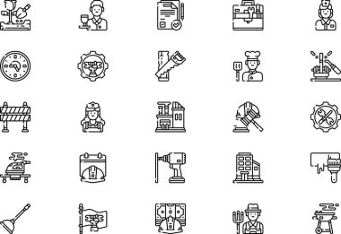 İşçi Bayramı simgeleri koleksiyonu düzenlenebilir felçli bir vektör illüstrasyonudur.