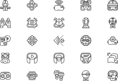 Sanal gerçeklik simgeleri koleksiyonu, düzenlenebilir felçli bir vektör illüstrasyonudur.