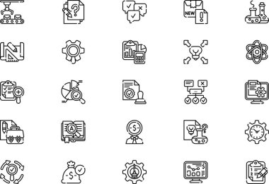 Research and development icons collection is a vector illustration with editable stroke.