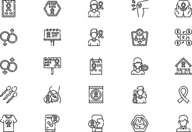 Dünya Yardım Günü simgeleri koleksiyonu düzenlenebilir felçli bir vektör illüstrasyonudur.