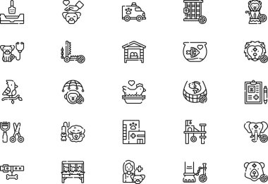 Hayvan yardım simgeleri koleksiyonu, düzenlenebilir felçli bir vektör illüstrasyonudur..