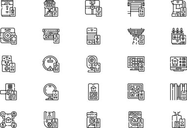 Domotik simge koleksiyonu düzenlenebilir felçli bir vektör illüstrasyonudur.