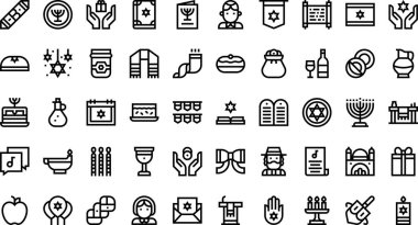 Hanuka simgeleri Yüksek Kaliteli Vektör Simgeleri Koleksiyonu Düzenlenebilir Vuruşlu. Profesyonel ve Yaratıcı Projeler için ideal.