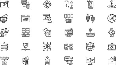 İnternet teknolojisi Yüksek Kaliteli Vektör Simgeleri Koleksiyonunu Düzenlenebilir Vuruşla simgeler. Profesyonel ve Yaratıcı Projeler için ideal.