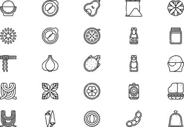 Thai food icons collection is a vector illustration with editable stroke. clipart