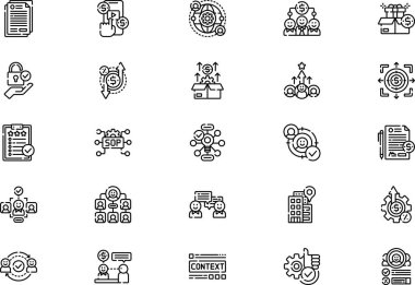 İş konsepti simgeleri koleksiyonu düzenlenebilir felçli bir vektör illüstrasyonudur.