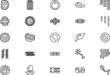 Biology icons collection is a vector illustration with editable stroke. clipart