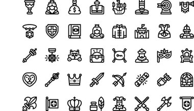 Kraliyet simgeleri Yüksek Kalite Vektör Simgeleri Düzenlenebilir Vuruşlar Koleksiyonu. Profesyonel ve Yaratıcı Projeler için ideal.