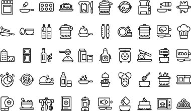 Yemek Simgeleri koleksiyonu düzenlenebilir felçli bir vektör illüstrasyonudur.