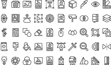 Graphic design icons collection is a vector illustration with editable stroke. clipart