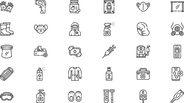 Covid koruma ekipmanı ikonları Yüksek Kalite Vektör Simgeleri Koleksiyonu ve Düzenlenebilir Vuruş. Profesyonel ve Yaratıcı Projeler için ideal.