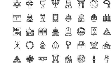 Din simgeleri Yüksek Kaliteli Vektör Simgeleri Koleksiyonu ve Düzenlenebilir Vuruşlar. Profesyonel ve Yaratıcı Projeler için ideal.