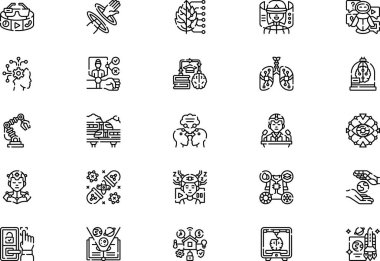 Gelecekteki simge koleksiyonunun teknolojisi düzenlenebilir felçli bir vektör illüstrasyonudur.